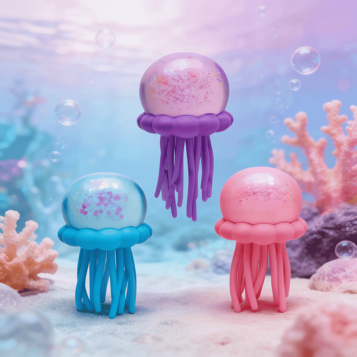 🐣EASTER SALE 49% OFF! ✨ Cute Glitter Jellyfish Squishy, Easter Basket Stuffer for Kids